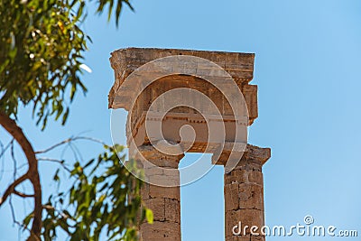 Rhodes Acropolis Columns Detail Stock Photo